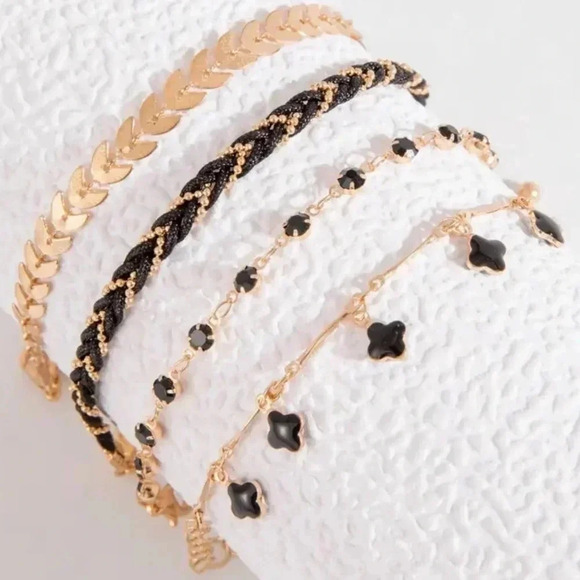 4 pcs black color thin chain bracelet - Picture 4 of 5